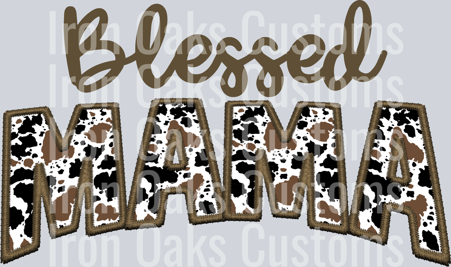 Blessed mama cow faux