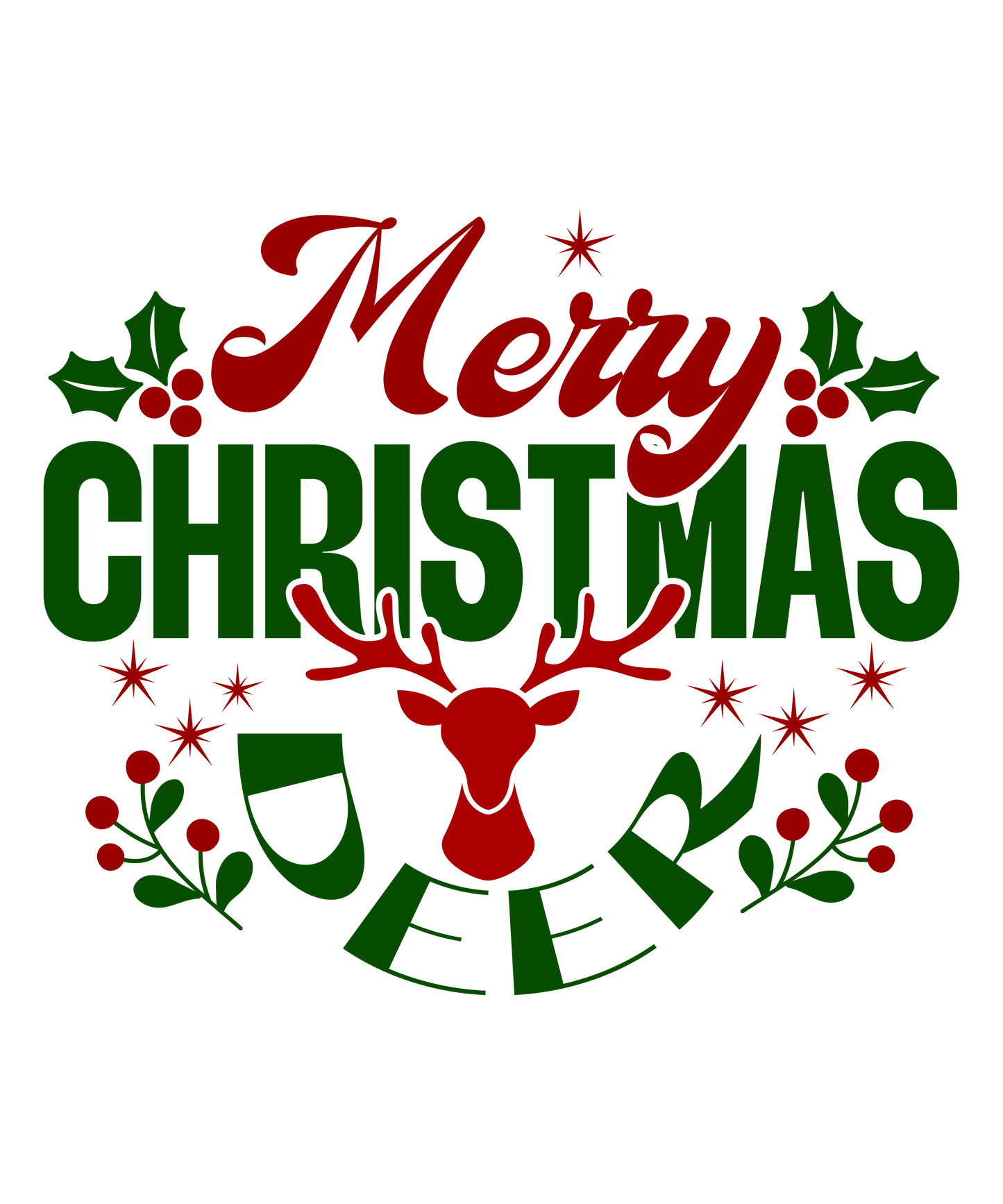 Merry Christmas Deer Ready To Press Dtf