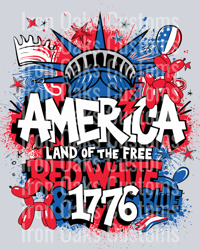 America Land of the Free Red White 1776