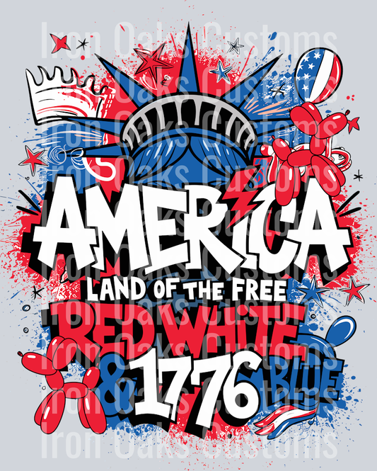 America Land of the Free Red White 1776