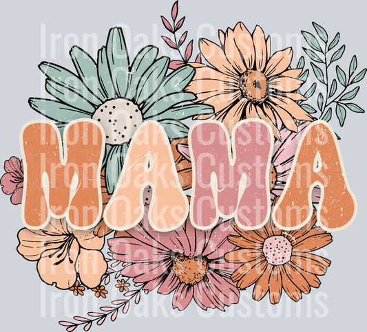 Floral retro mama png