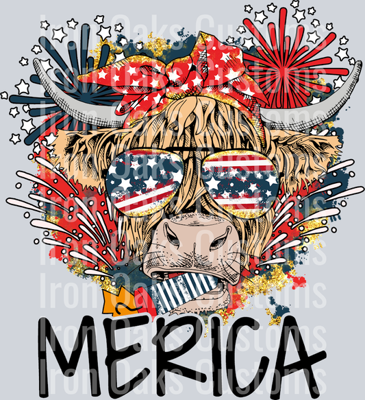 America Highland Cow Sublimation