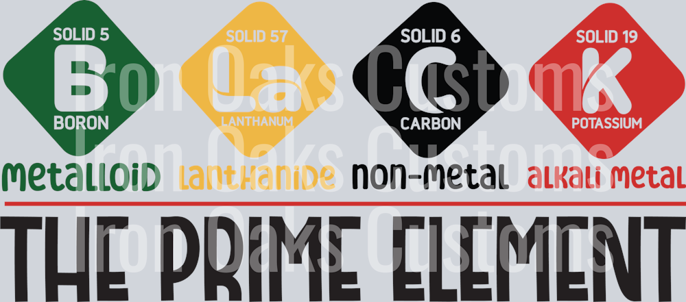 Solid 5 solid 57 solid 6 solid 19 Black boron lanthanum carbon potassium metalloid lanthanide non-metal alkali metal the prime element-01