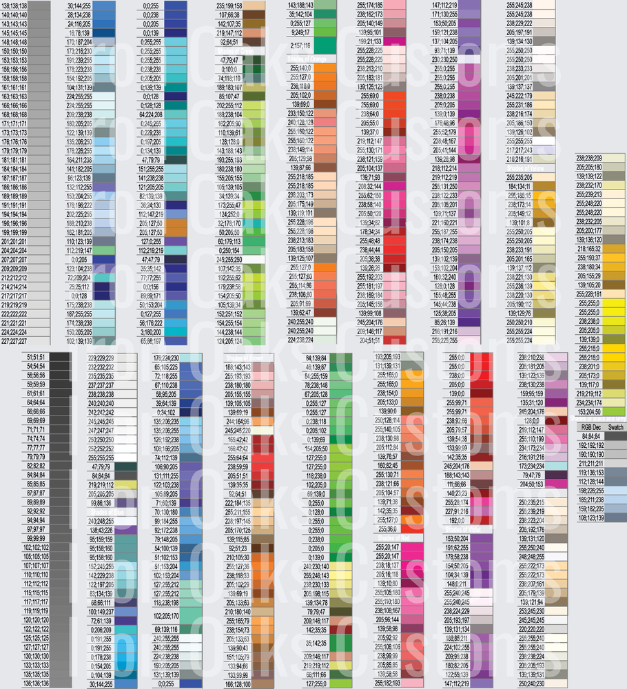 RGB Color Chart