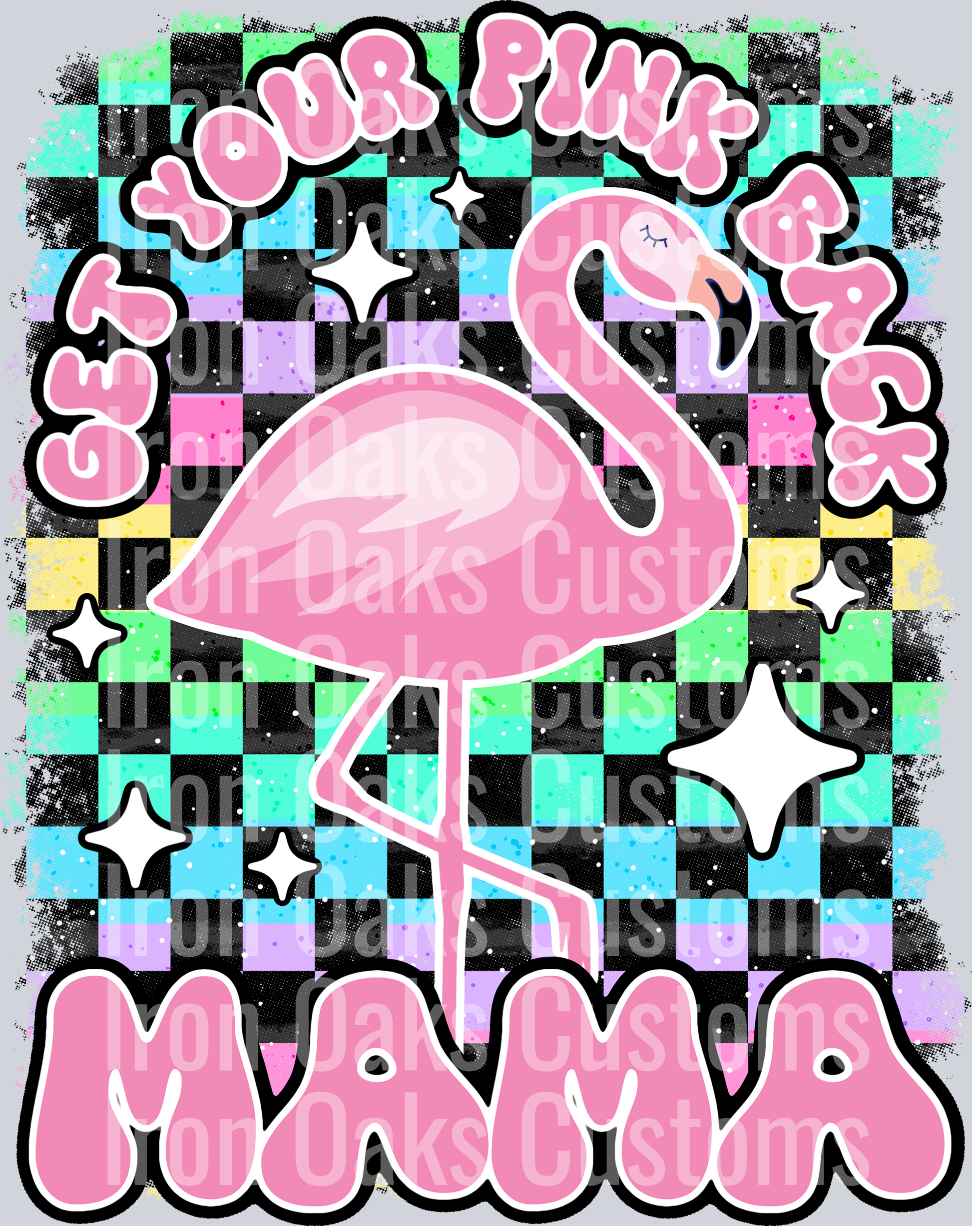 Mama pink flamingo back HALFTONE