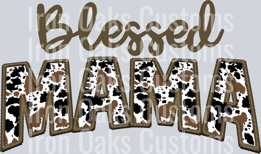 Blessed mama cow faux